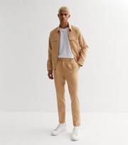 New Look Stone Double Pleated Tapered Leg Suit Trousers